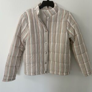 Hem & Thread Multicolor Striped quilted Puffer Jacket size small